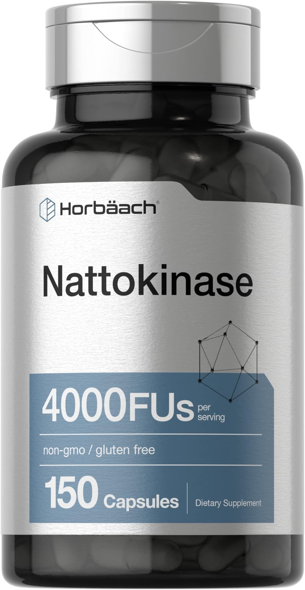 Nattokinase Supplement 4000 FU | 150 Capsules | Non-GMO, Gluten Free | by Horbaach