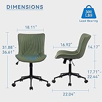 Vista 18 de YOUNIKE Silla de oficina, silla de escritorio sin brazos con ruedas, sillas giratorias ajustables para computadora de oficina en casa, silla