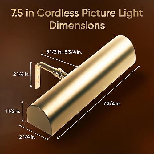 Miniatura 7 de Concepdesigns - Luz de imagen, funciona con pilas, luces de imagen inalámbricas regulables para pared, luz de arte, luz de biblioteca, funciona con