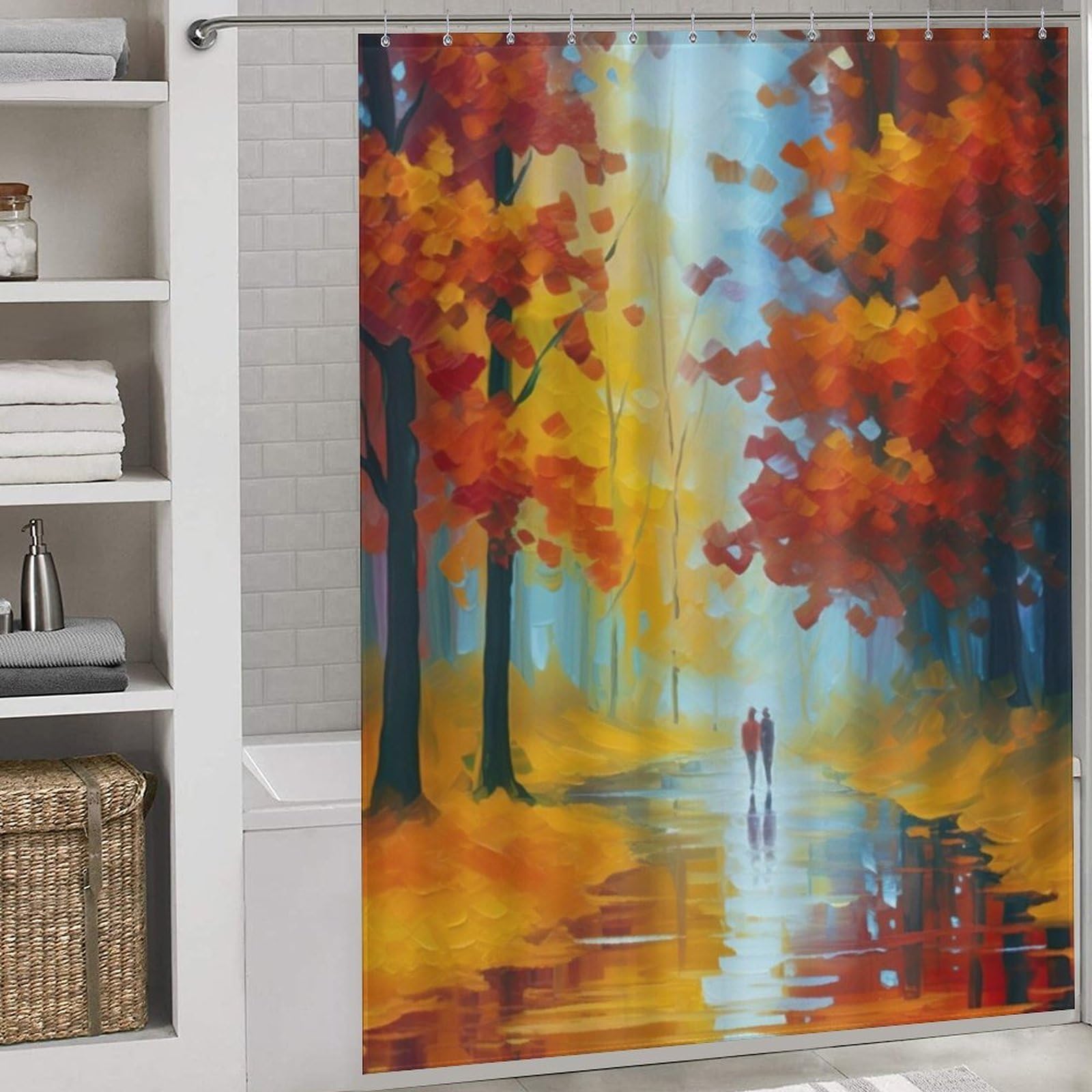 Rideau de bain robuste en polyester épais haut de gamme Autumn Lovers 163x180cm