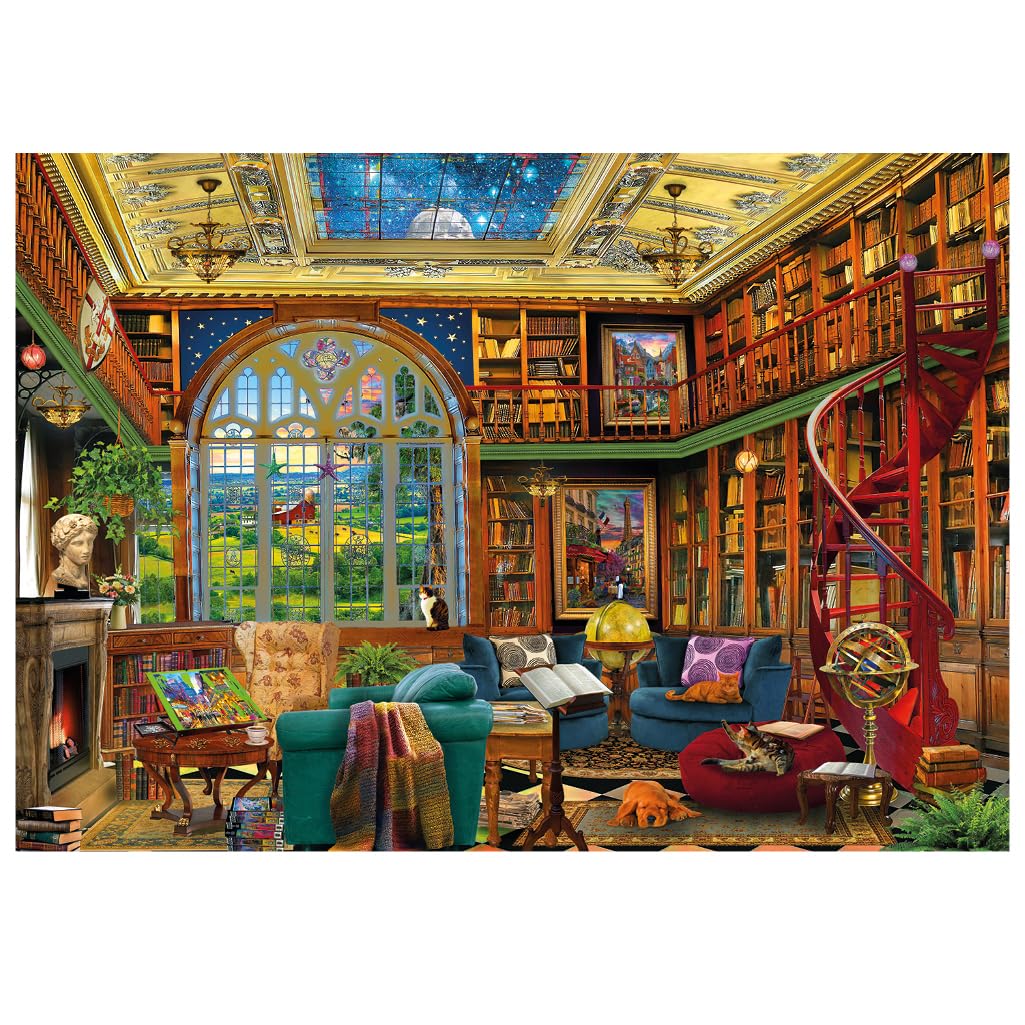 Wentworth Wooden Puzzles Country Library – Puzzle 250 pièces pour adultes, pièces irrégulières, motif David Maclean pour les amateurs de livres – Bois provenant de sources durables et fabriqué au