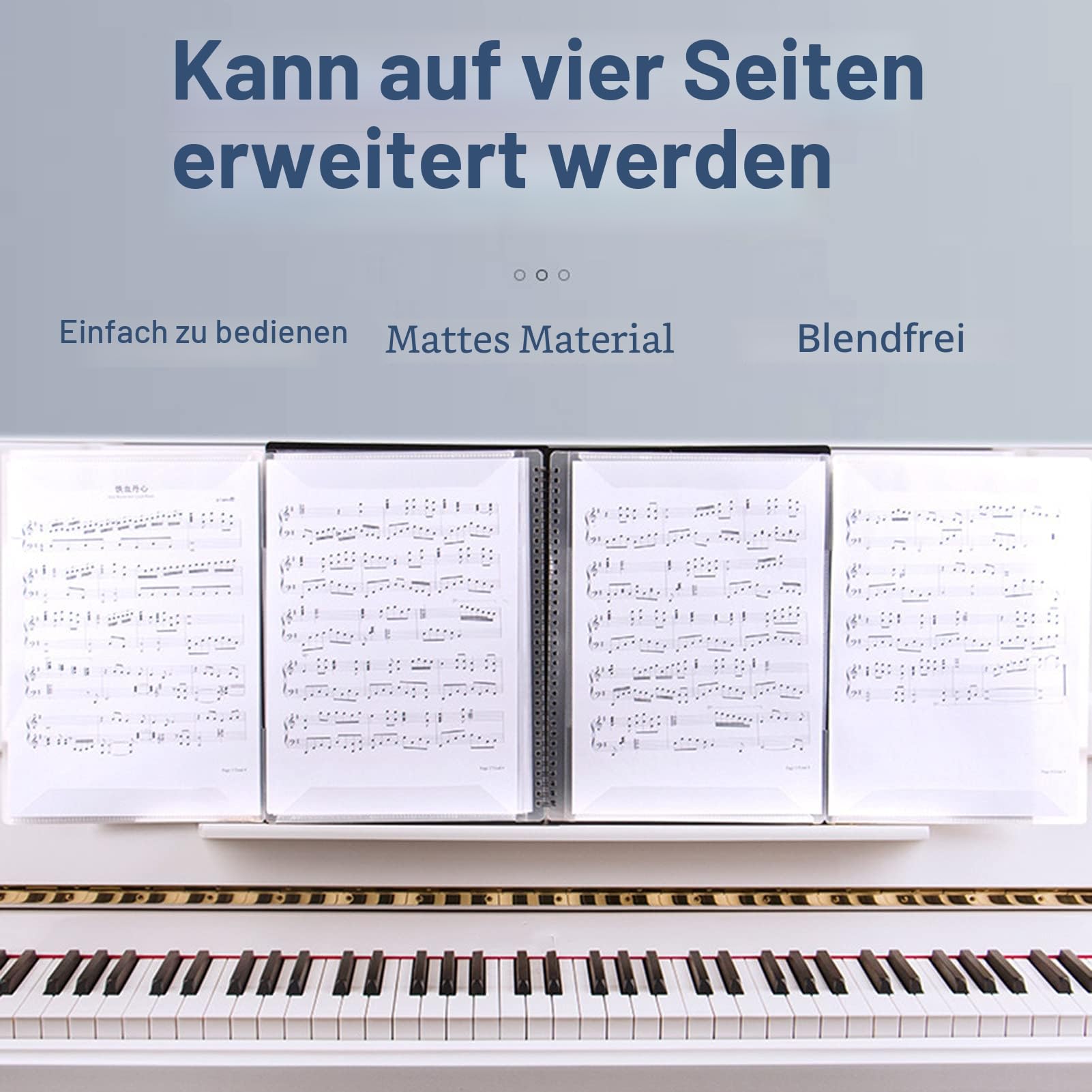 Funight Notenmappe, A4-Chormappen, 4-seitig verteilt, einfache Bedienung, 40 Blatt, Klaviernotenhalter für Zuhause, Schwarz
