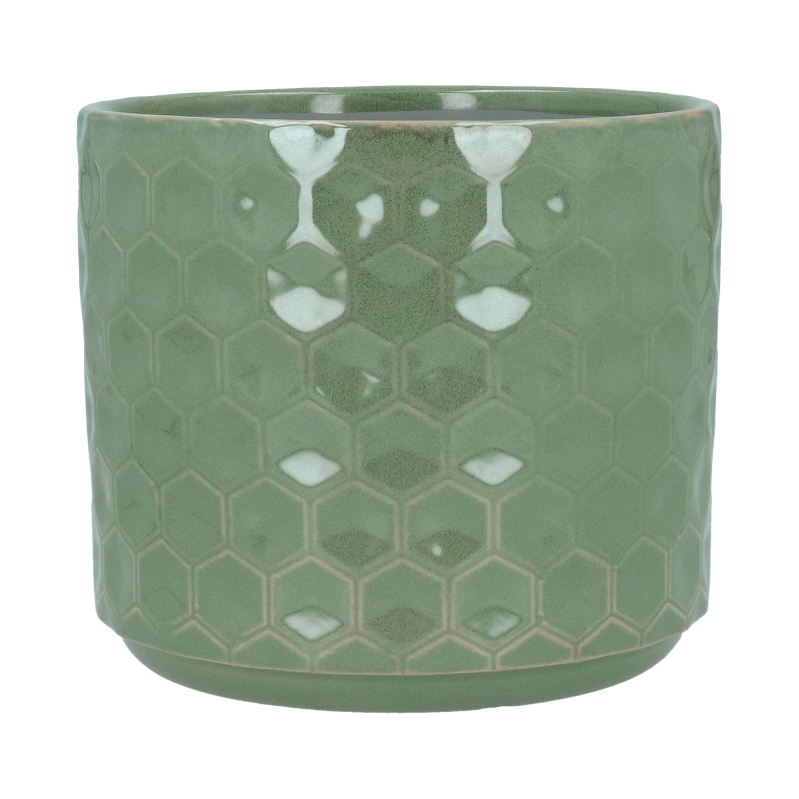Gisela Graham Sage Green Honeycomb Stoneware Plant Pot, Large
