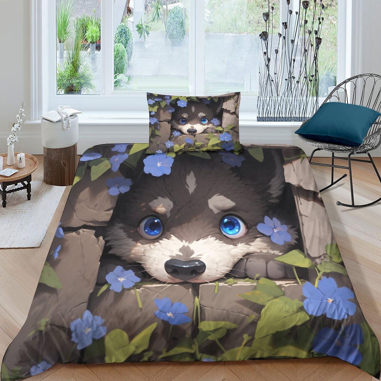 Parure de lit pour enfants garçons ICOBES 135x200cm avec housse de couette single