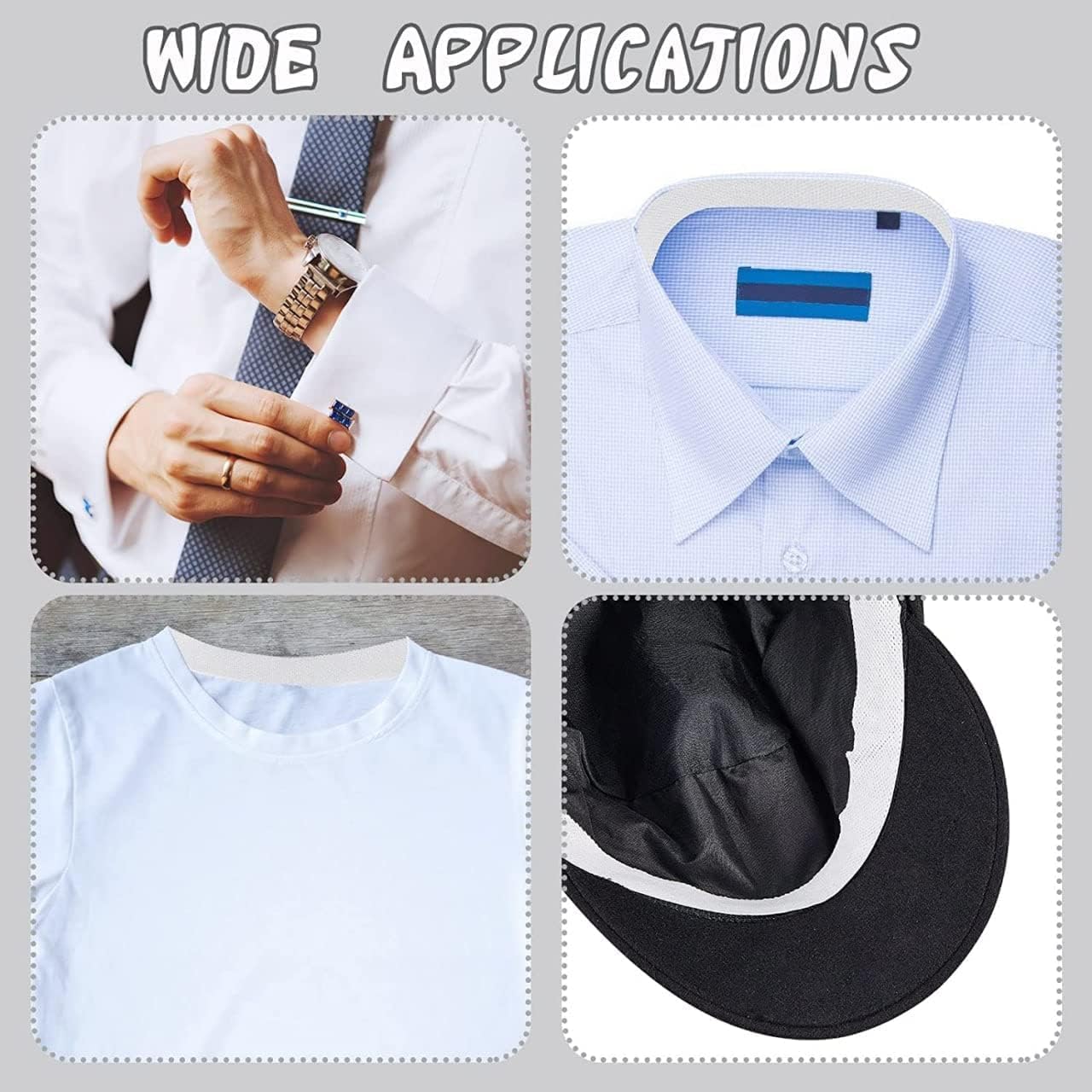 ORBITORA Collar Protector Sweat Pads Self-Adhesive Shirt Neck Liner Invisible Protector Anti-Sweat Neck Pad Collar Sticker with Body & Clothing Prefect Measuring Tape (Pack Of 1) 3
