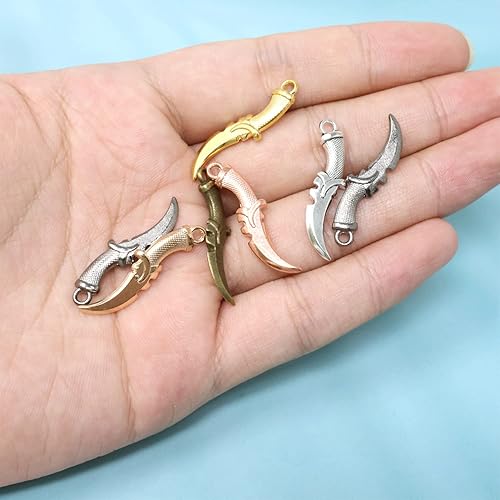 Miniatura 4 de Honbay 60 dijes de aleación de daga, colgante de metal, mini cuchillo, colgantes para aretes, pulseras, collares, joyería (6 colores)