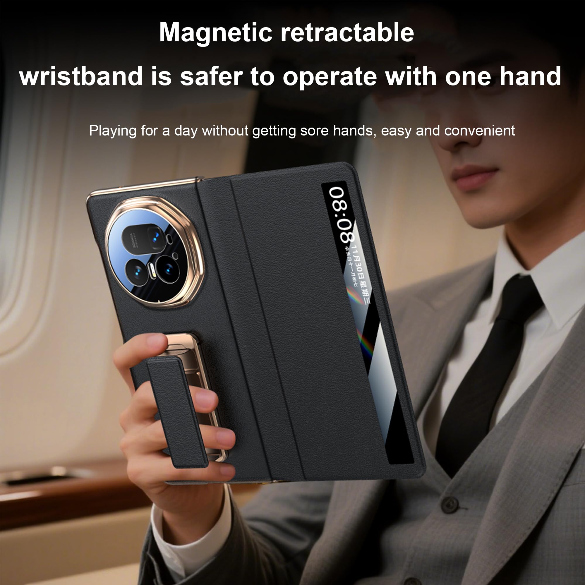 Coque Honor Magic V5 Avec Support Rotatif 360° - Cuir PU Et Silicone, étui Protecteur Fin Et Résistant Aux Chocs