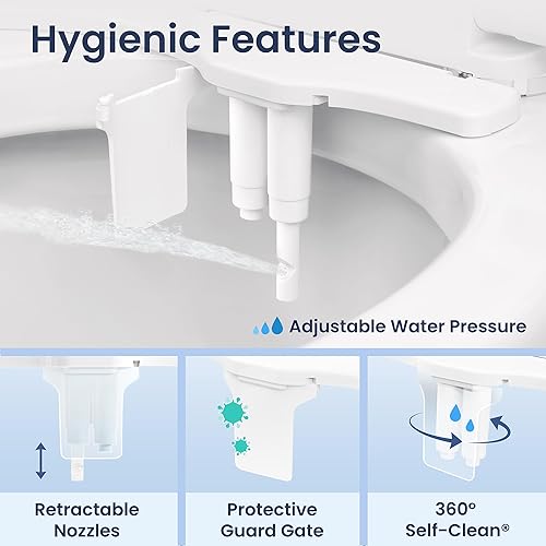 Miniatura 4 de LUXE Bidet NEO 185 Plus - Boquilla doble, accesorio de bidé no eléctrico para asiento de inodoro, instalación deslizante patentada, autolimpieza