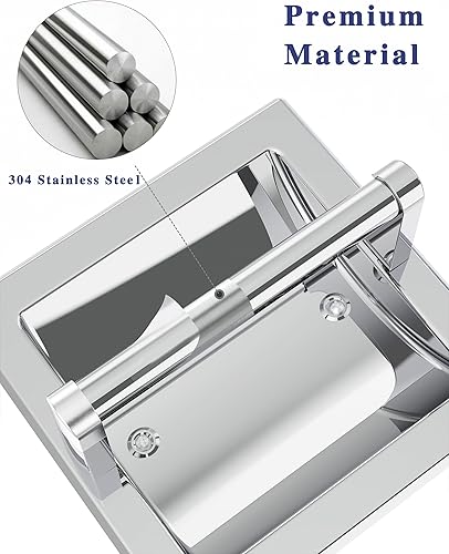 Miniatura 2 de Soporte de papel higiénico empotrable cromado pulido, soporte de pared empotrado para papel higiénico giratorio para papel higiénico, incluye