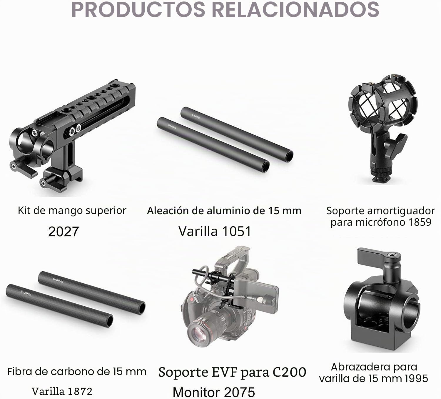SMALLRIG Soporte de micrófono, Clip de Micrófono Tipo Escopeta (para 19-25 mm de Diámetro) con Gel de Sílice Elástico, Absorción de Golpes y Ruido - 1993