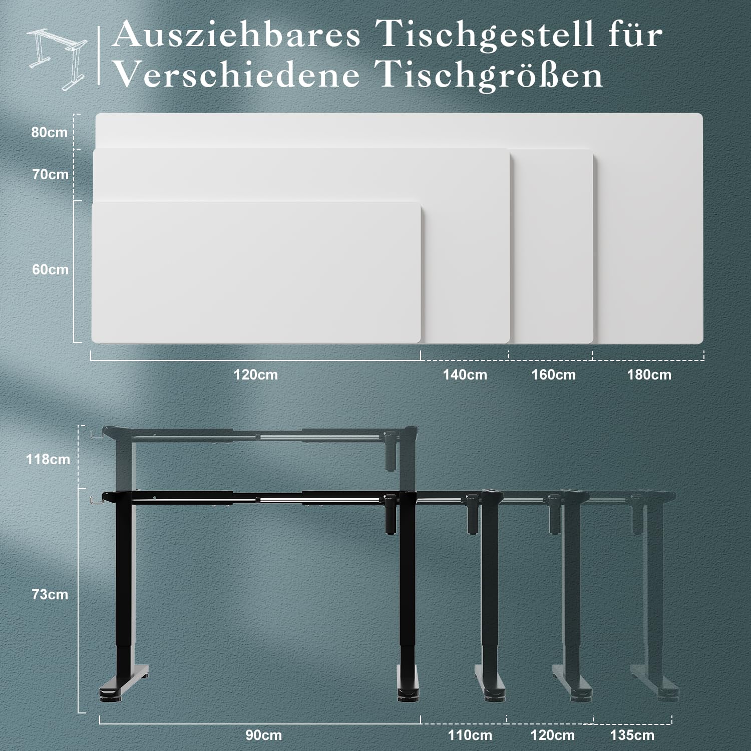 JUMMICO Höhenverstellbarer Schreibtisch Gestell mit 2 Memory-Funktion | Stabiles höhenverstellbares Tischgestell, elektrisch stufenlos höhenverstellbar, geeignet für Stehschreibtisch und Stehpult