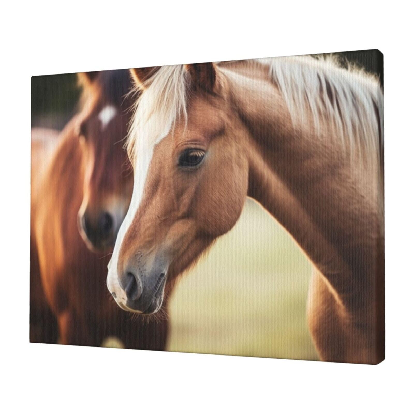 KLOPH Adorable Horse Canvas Wall Art for Living Room 12"x16" Modern Artwork Painting for Bathroom Hanging Canvas Prints Aesthetic Wallart for Bedroom Kitchen Office Wall Decor