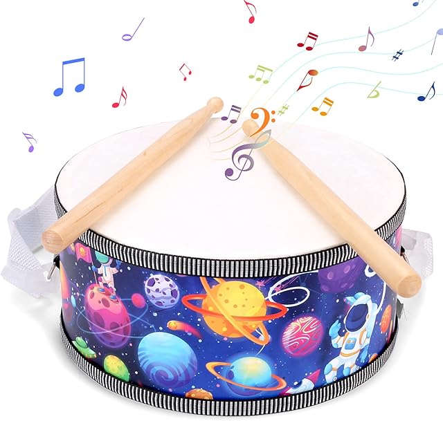 OATHX Toddler Drum Set for Kids Ages 1 2 3 4 5 6/Wooden Snare Drum Kit / 8" Double Sided /Baby Music Toys Sensory / Percussion Musical Instruments/Children, Boys & Girls Birthday Gifts