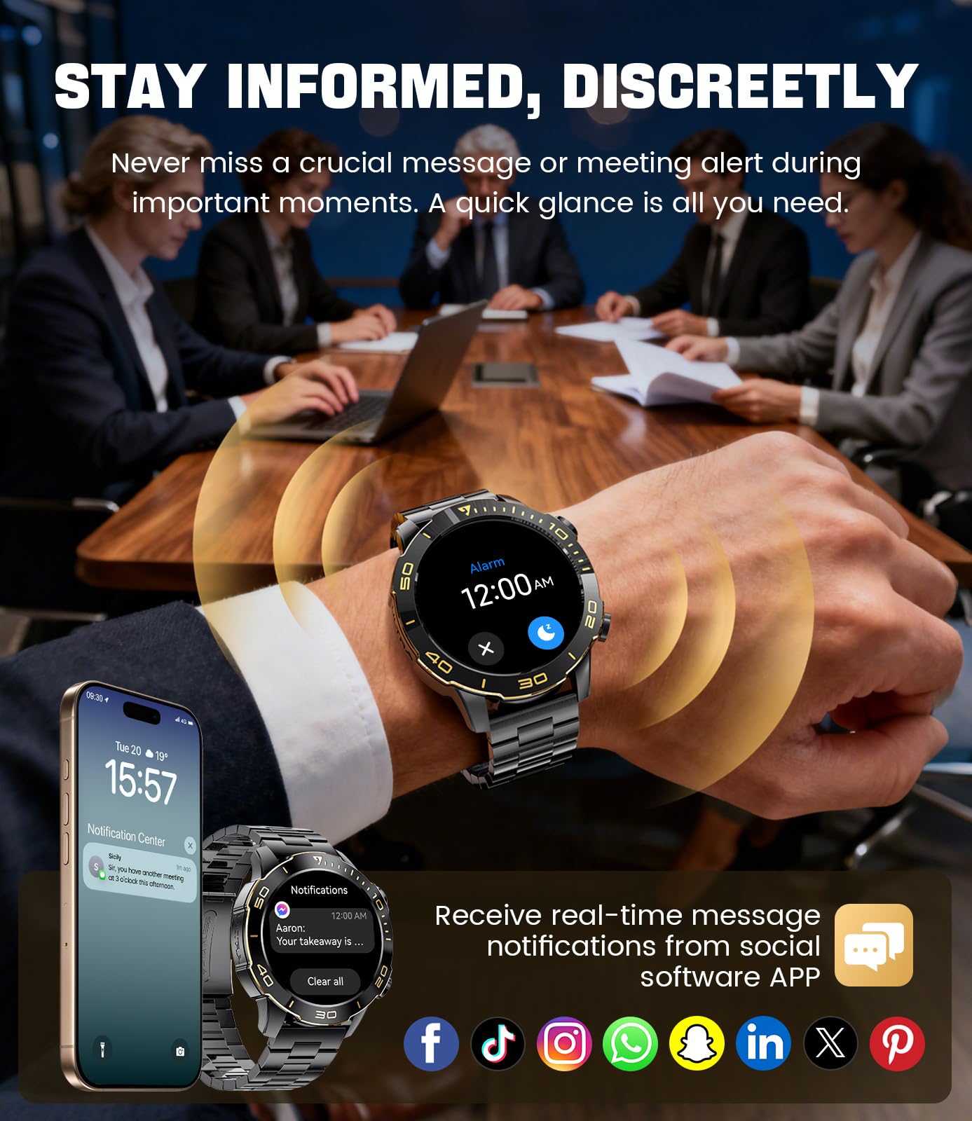 LIGE Montre Connectée Homme, 1.43" AMOLED Smartwatch avec 24/7 Fréquence Cardiaque, SpO2, Durée du Sommeil pour Android/iOS, Étanchéité IP68, 170+ Sports, 300+ Cadran, Boîtier Noir à Index Doré