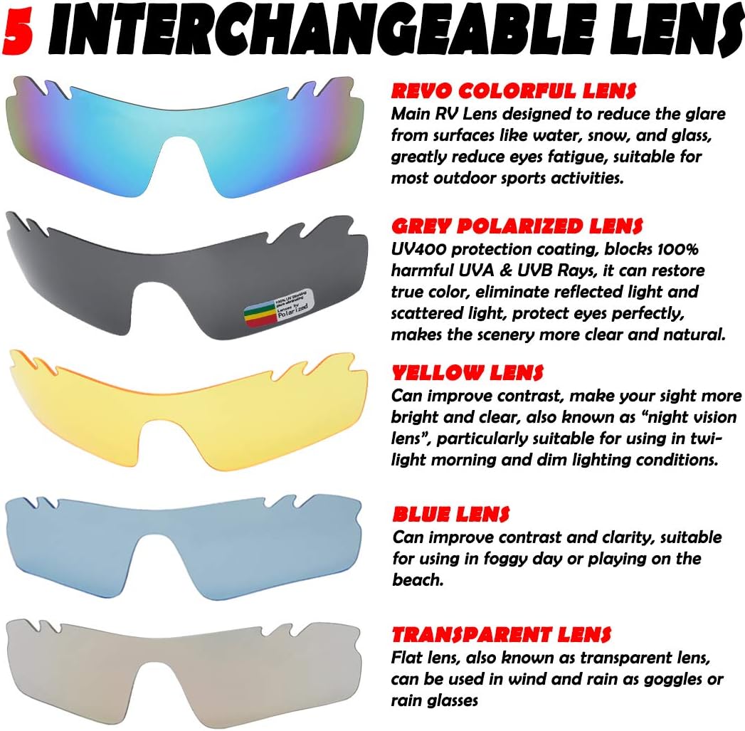 ITSCOOL Polarized Sports Sunglasses with 5 Interchangeable Lenses for Men Women Softball Baseball Running Cycling Glasses - Image 3