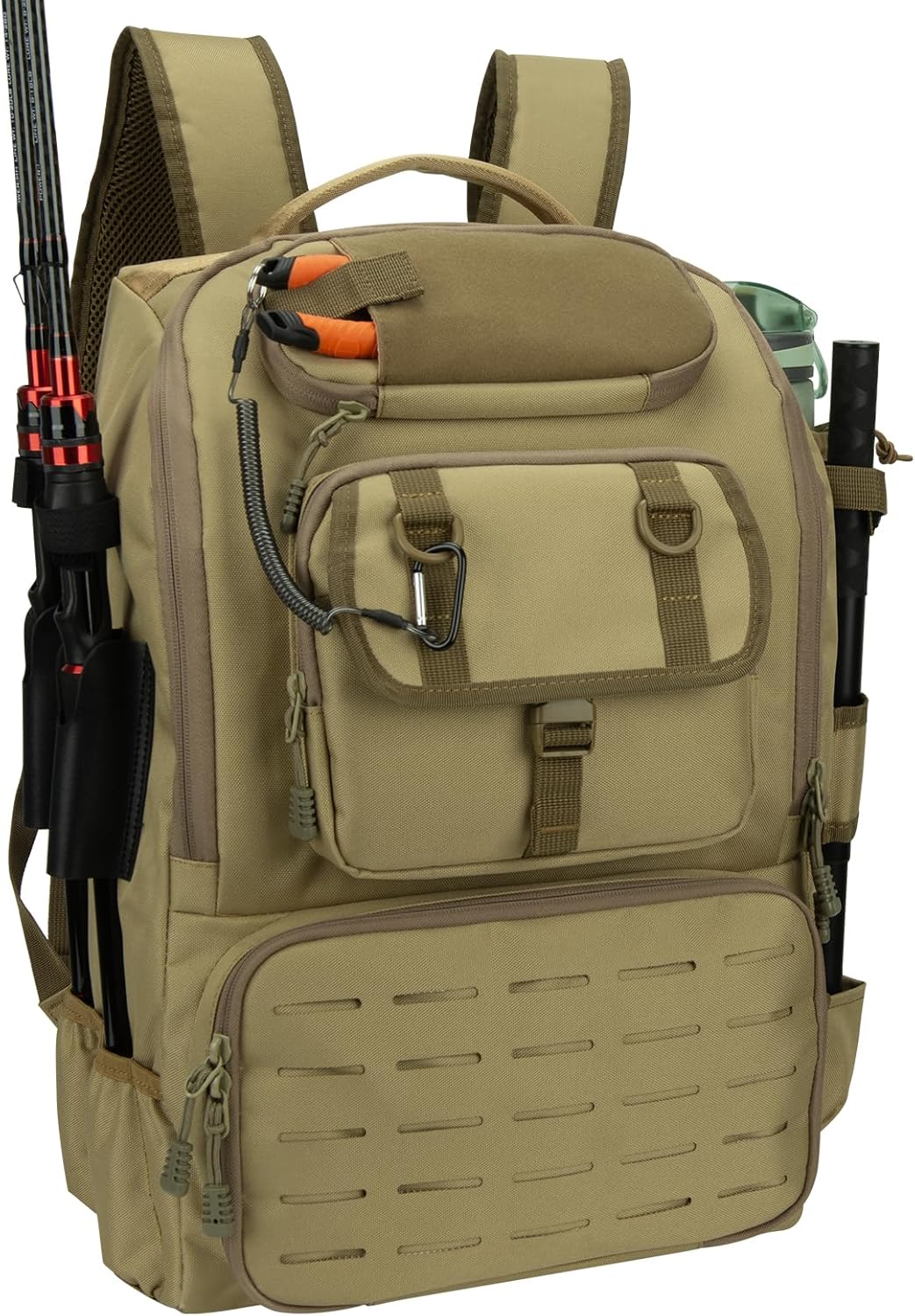 Pyrrhus 40L Fishing Backpack with Rod Holders & Insulated Cooler Compartment, Camping Cooler Tackle Storage for Anglers