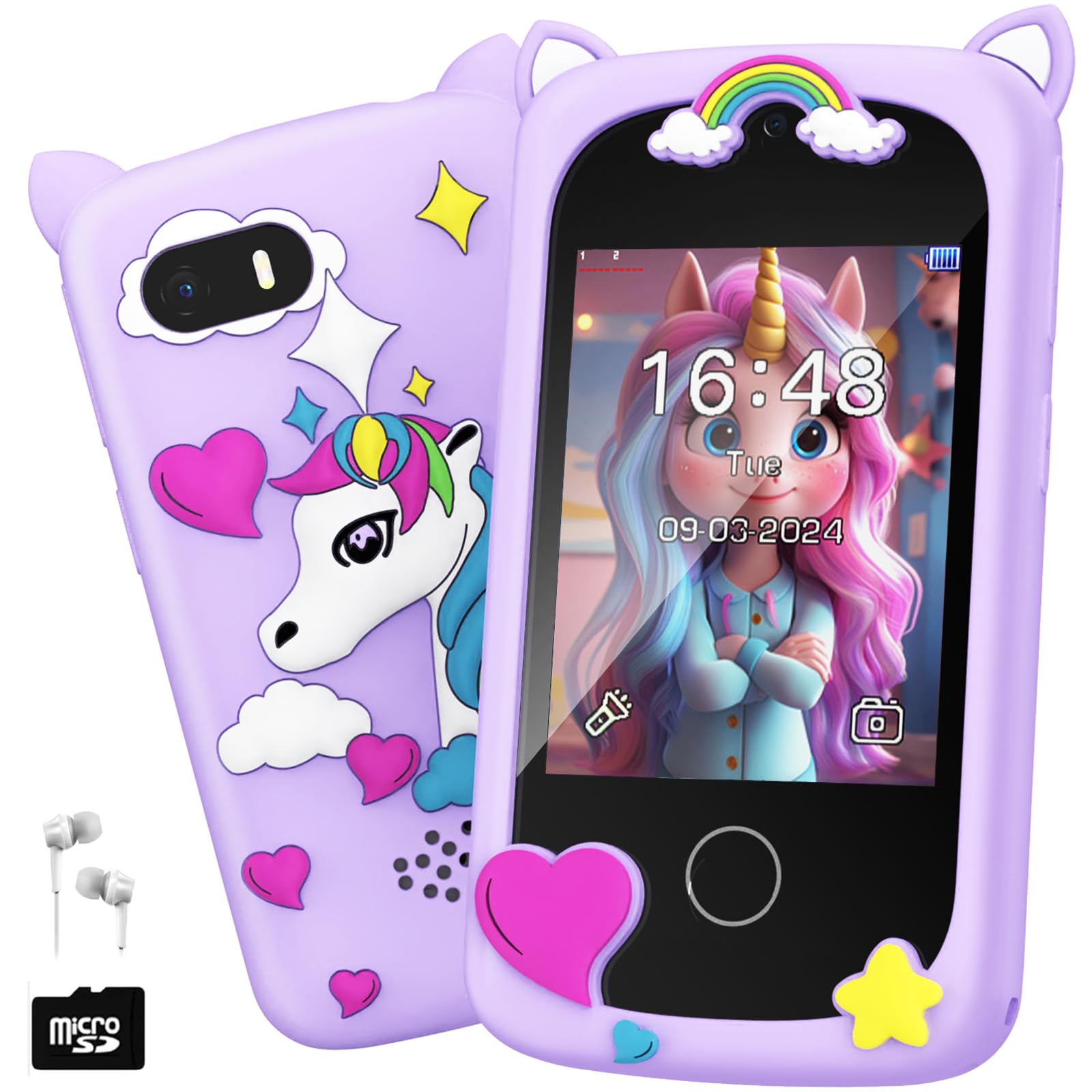 Kids Smart Phone Toy for Girls - Girl Toys Age 6-7 Year Old Real Cell Phones for Kid 6 7 8 9 10 11 12 - Kids Birthday Gift 3-5 4-6 5-7 6-8 7-12 8-12 Montessori Toys (Purple)