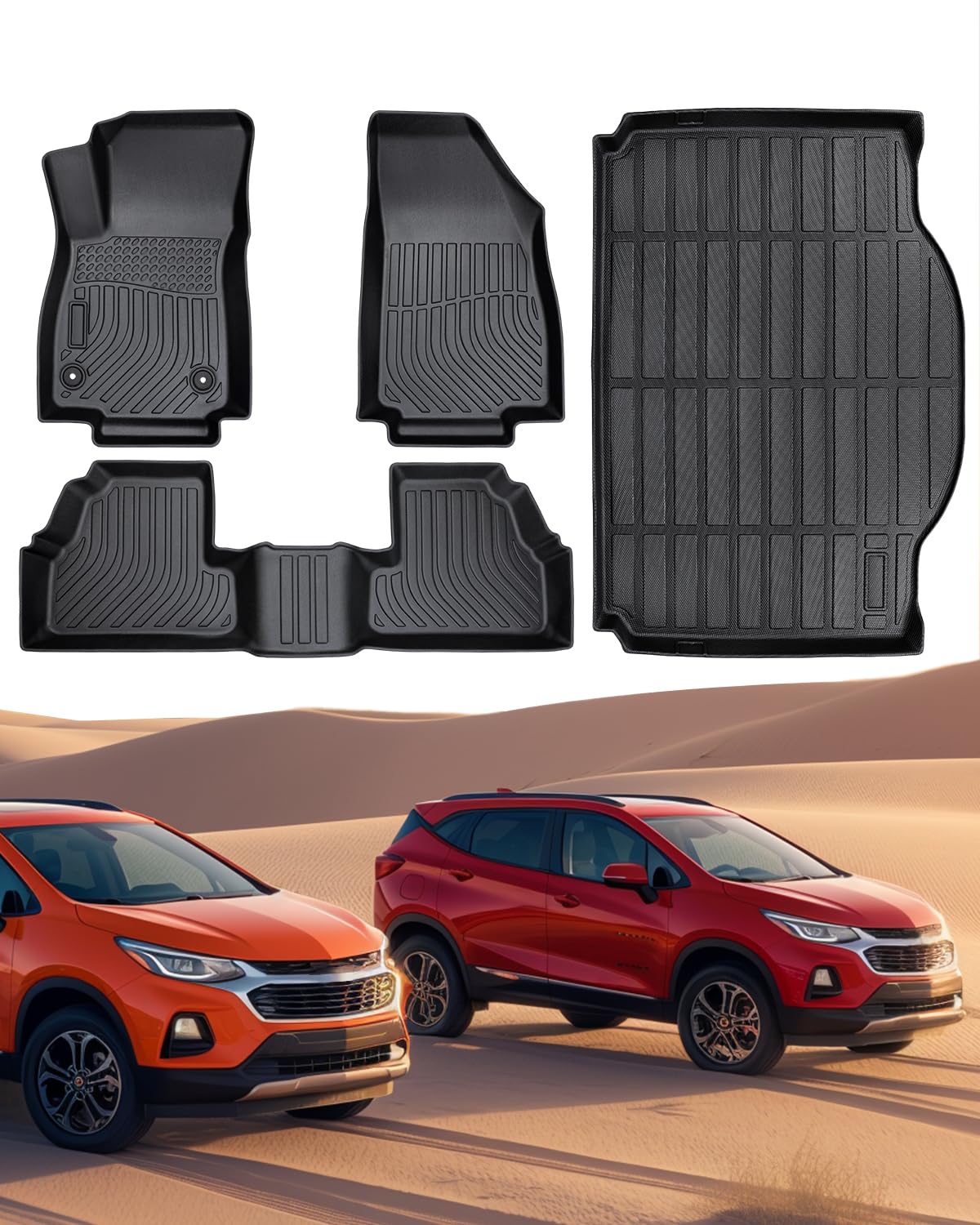 All Weather Floor Mats Full Set for Chevy Trax 2014-2023 for Buick Encore 2013-2023 Custom Fit for Front