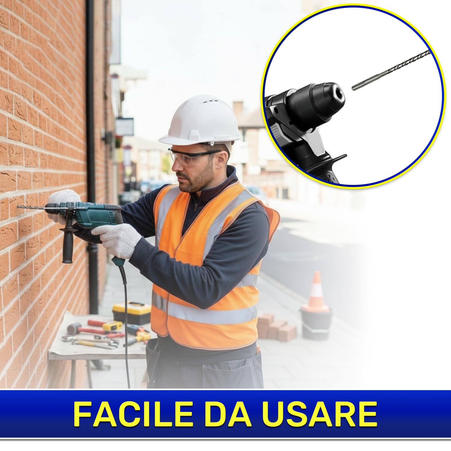 Punta Trapano Muro SDS Plus Ø 8 mm x 310 mm Realizzata in Acciaio e Carburo di Tungsteno - Punta SDS Plus può Essere Utilizzata per Mattoni Pareti Pietra Cemento Armato - MONTERAL
