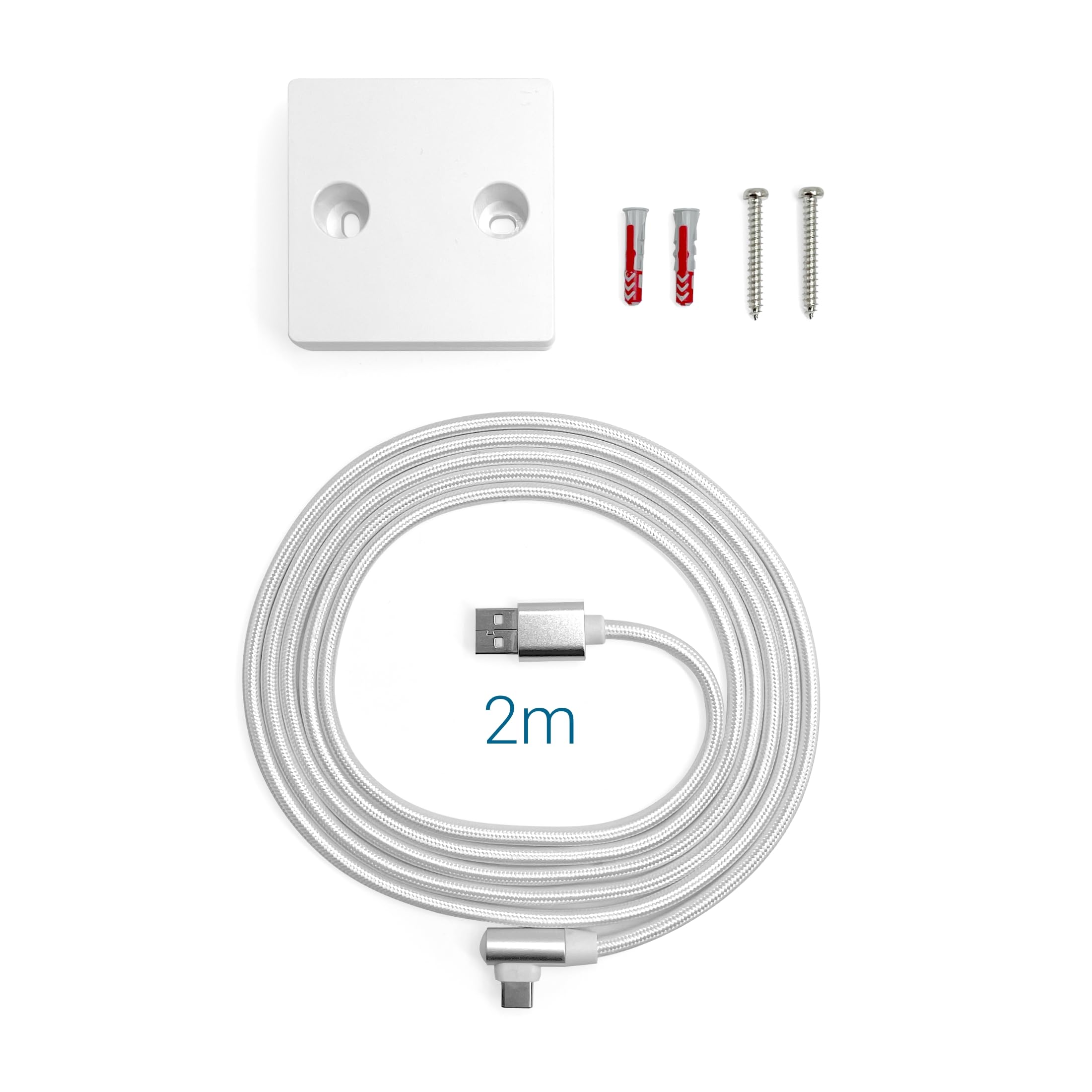Support pour Wetteronline Home (2e Génération+), Kit de Montage Mural Complet, Fixation Élégante pour Météo au Niveau des Yeux, Blanc, avec Câbles, Vis et Chevilles