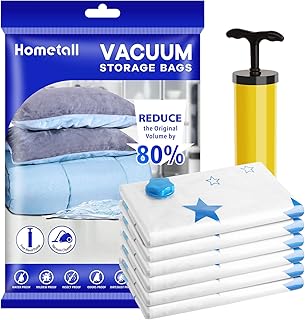 Premium Reusable Vacuum Storage Bags with Hand Pump, Jumbo 6 pack (40"X30"), Durable Compression Bags for Clothes Blankets...