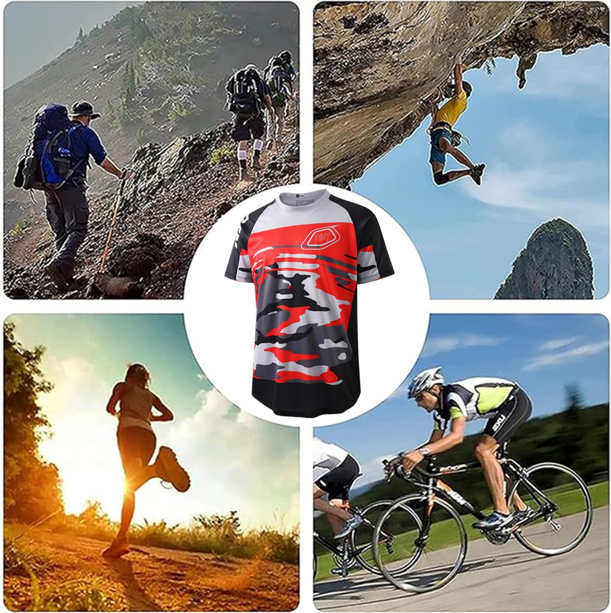 Magliette Ciclismo Uomo, T-Shirt Corta, Top Abbigliamento Maglie Ciclismo, Traspirante e Assorbente dal Sudore Manica Corta Maglia Ciclismo, per MTB Road Bike/Multisport/Fitness XS-XXXL