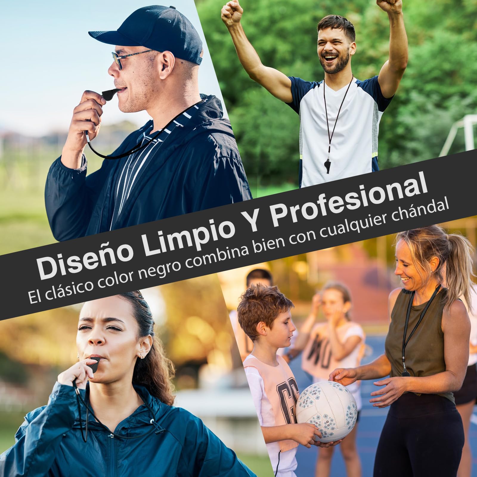 VEGCOO Silbato Arbitro Profesional de Plástico con Cuerda y Caja para Fútbol Baloncesto