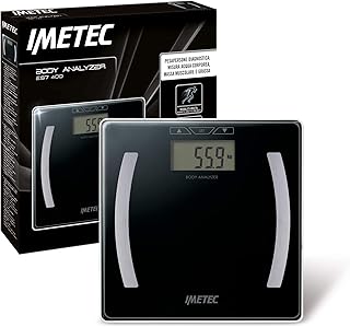 Imetec Body Analizer ES7 400 - Báscula para personas diagnostica, medición de agua corporal, masa muscular y grasa, color negra