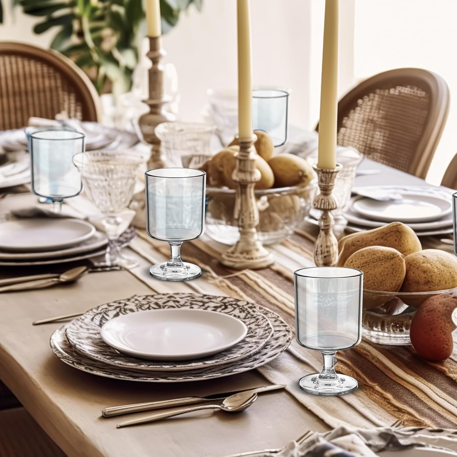 48 Packs 8oz Acrylic Reusable Plastic Wine Glasses Bulk Valentine Wedding Disposable Short Stem Baby Shower Party Goblet Cup Vintage Unbreakable Cocktail Drink Bars Stemware (Clear) - Image 5