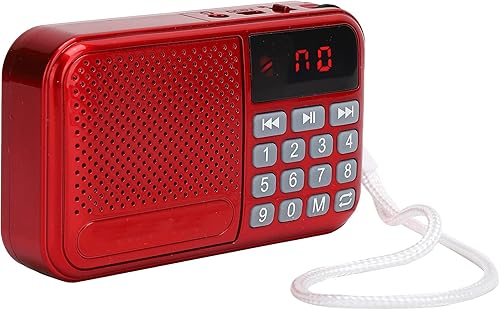 Miniatura 4 de FM Battery Operated Portable Pocket Radio, Multifunction Radio USB Audio Player Support Memory Card Red Simple Operation, Parents and Seniors