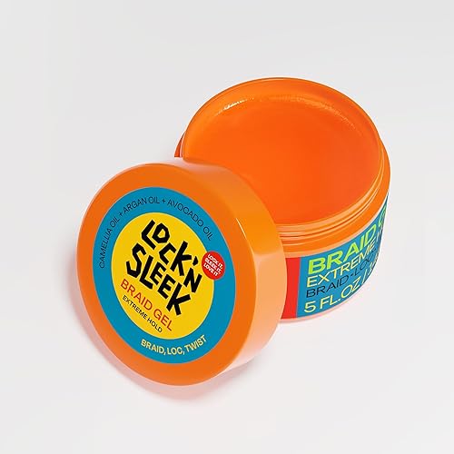 Miniatura 2 de LOCK'N SLEEK Gel trenzado (5 onzas), fijación extrema, sin escamas, control de bordes de alto brillo, argán, camelia, aceite de aguacate