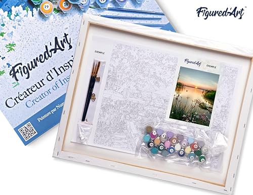 Miniatura 5 de Figured'Art Pintura por números para adultos con marco de lago pacífico de 16 x 20 pulgadas, kit de pintura artística para manualidades, lienzo ya