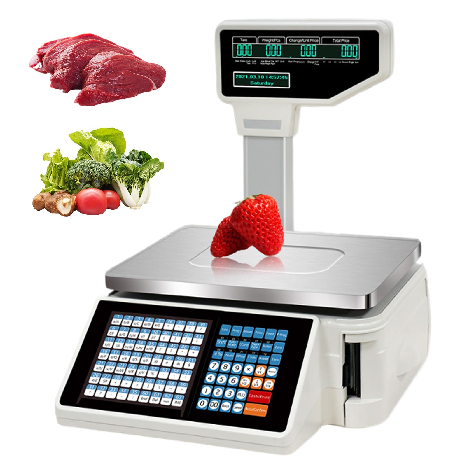 Commercial Scale - Digital Electronic Scale,High Precision Commercial Food Weight Scale with Printer for Retail Store, Fruit Market, Butcher Shop
