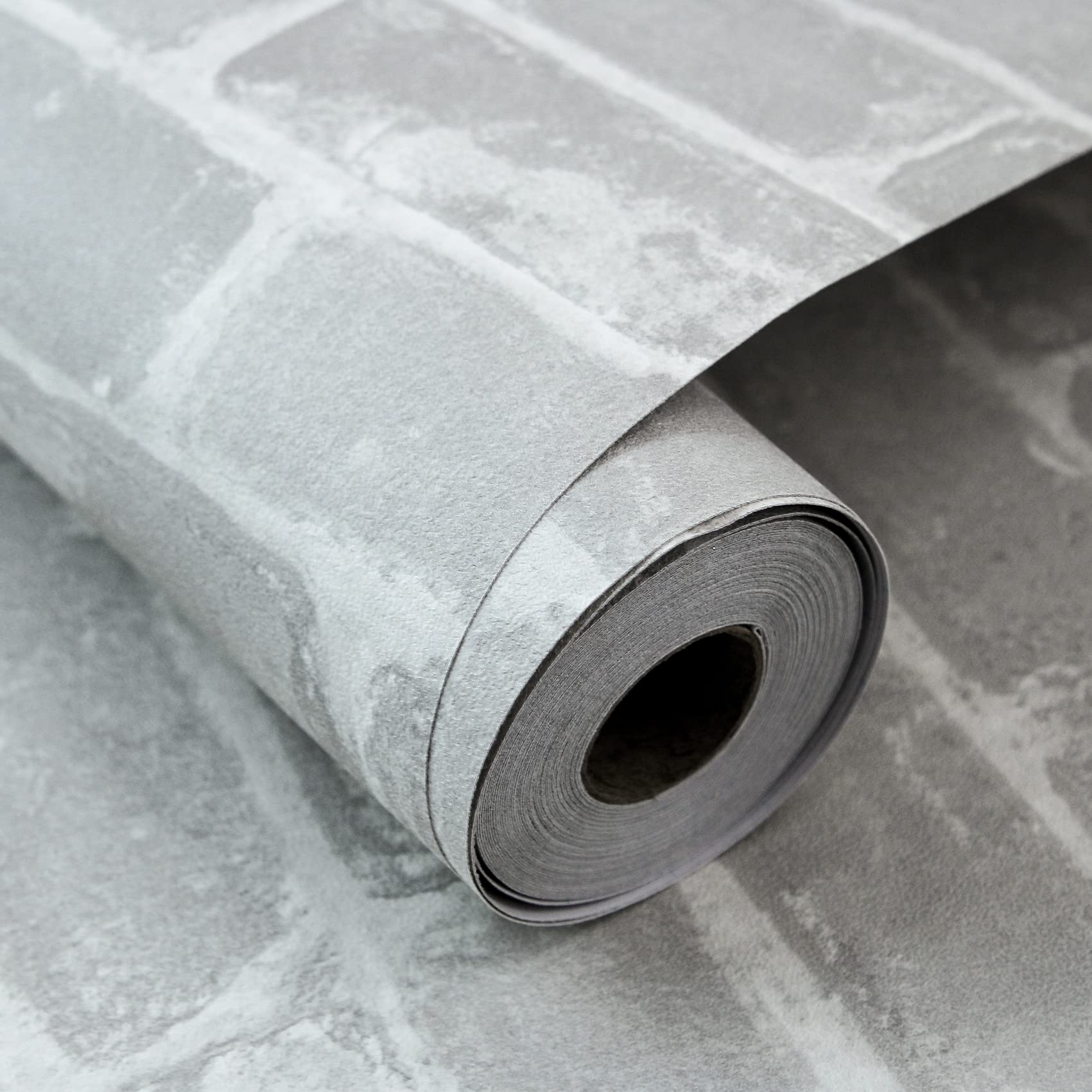 TORC Thick Grey Brick Peel and Stick Wallpaper