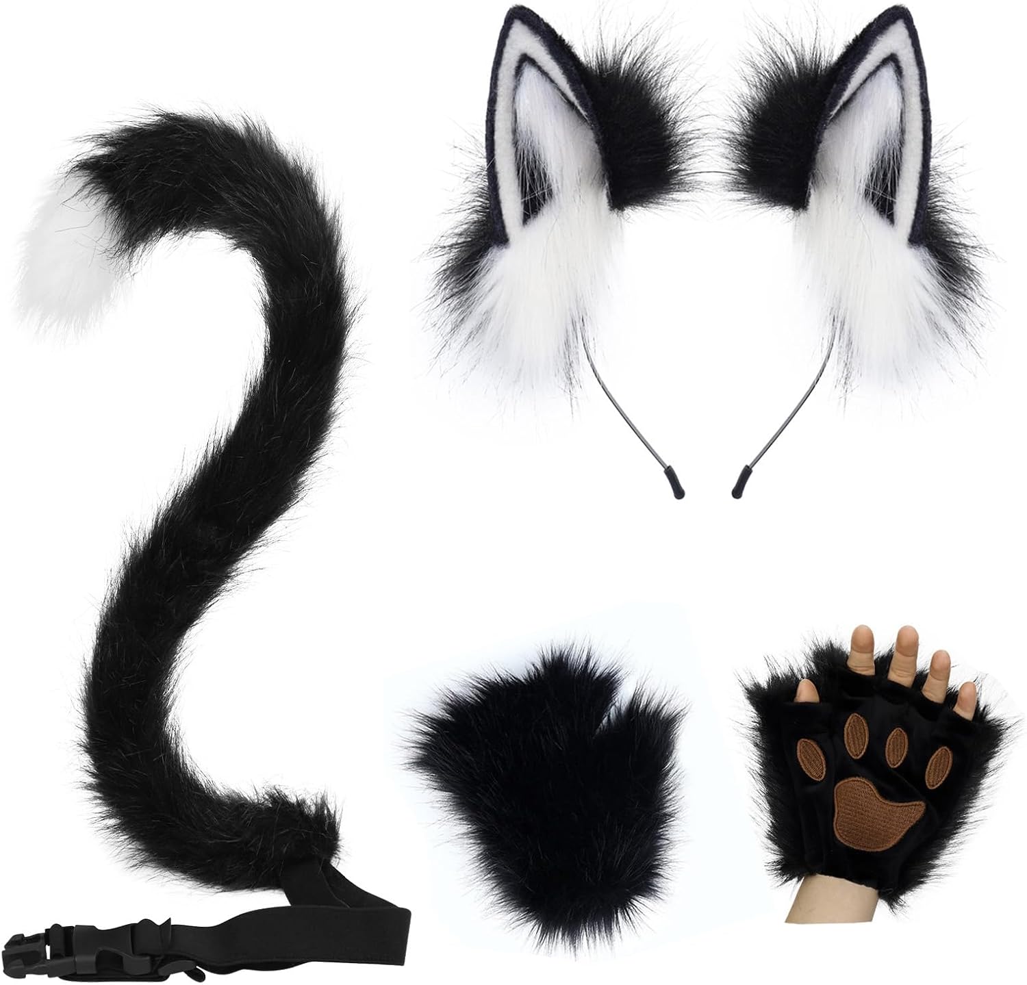 CHOICEONE A Cat In The Gloom Ears and Tail Set Suitable for halloween Easter Costume Nightshade Date Party