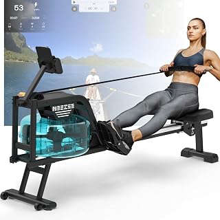 Neezee Rowing Machine for Home, Rowing Machine Water with Stainless Steel Rail, Rowing Machine with Tablet Stand, Water Resistance and LCD Display Rowing Machine
