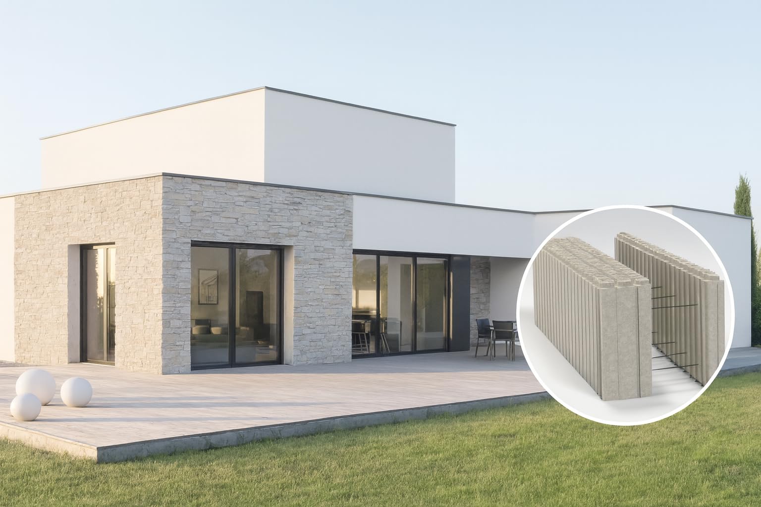 Bloc coffrant isolant polystyrène contre le froid : mur thermique banché de 25cm