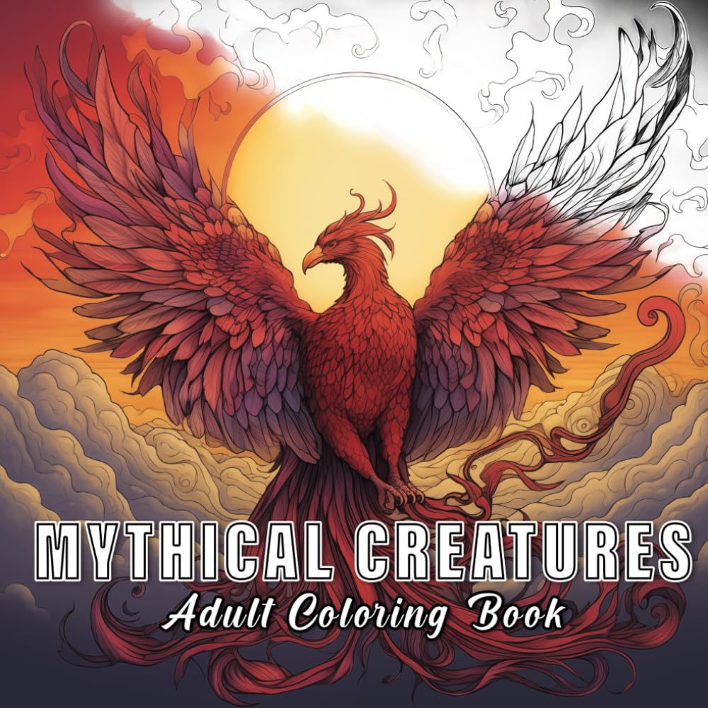 Mythical Creatures: Coloring books for adults with 60 sketches of mythical creatures. (Fantasy Worlds)