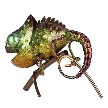 インテリア 彫刻 カメレオン 置物 アイアンアートスタイル 庭 リビング Amazon.co.jp: 金属の彫刻 カメレオン彫刻鉄動物家具野生動物