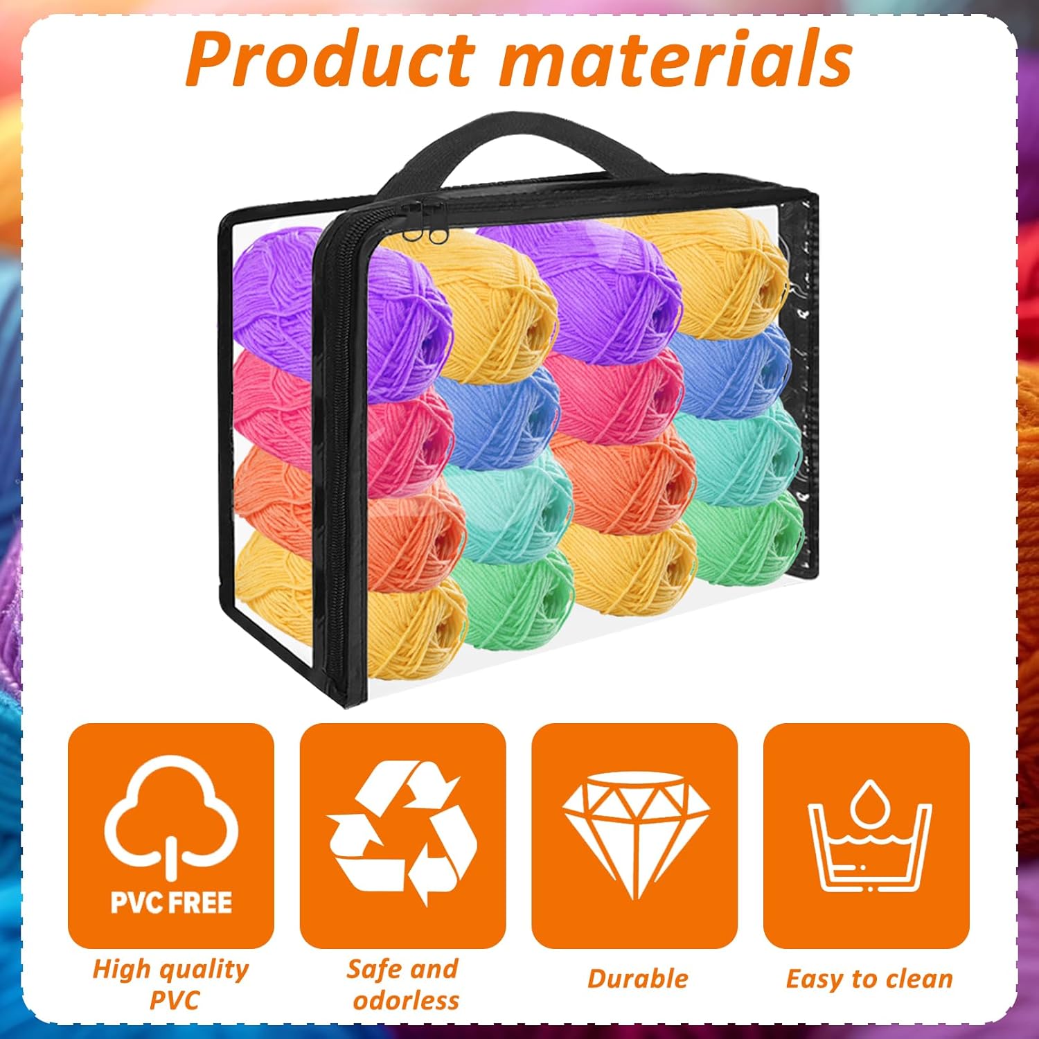 YEXEXINM 10 Pack Clear Yarn Storage Bags, Clear Yarn Storage Organizer with Zippers for Knitting, Crochet, Clothing, Toys, Decor Items