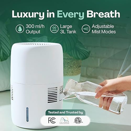 Miniatura 6 de Humea Humidificador evaporativo inteligente con WiFi y control de aplicación, tanque de 3 L, 4 velocidades, 10.1 fl ozh - Silencioso, sin niebla,