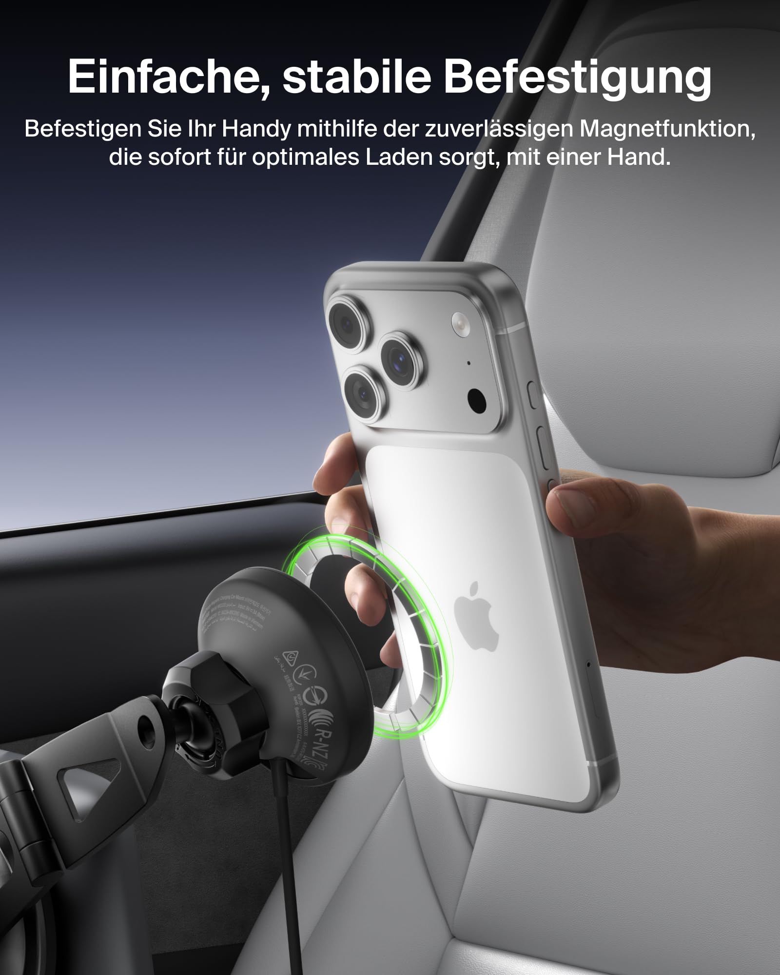 Belkin BoostCharge Qi2 Kfz Ladegerät, Magnetische Handyhalterung Auto mit Ladefunktion, Induktive Ladestation MagSafe Kompatibel, Lüftungshalter mit USB C Kabel für iPhone, Galaxy, Pixelsnap – Schwarz