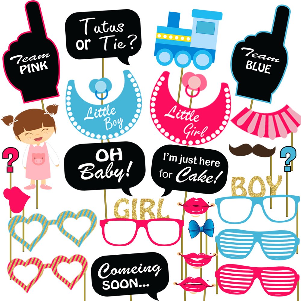 Party Propz Baby Shower Props for Photoshoot, Photo Booth, Sticks Attached for Mom to Be Shoot, Maternity Shoot, Photography Or Pregnancy Favors for Babyshower Items,Prop Materials-27Pcs
