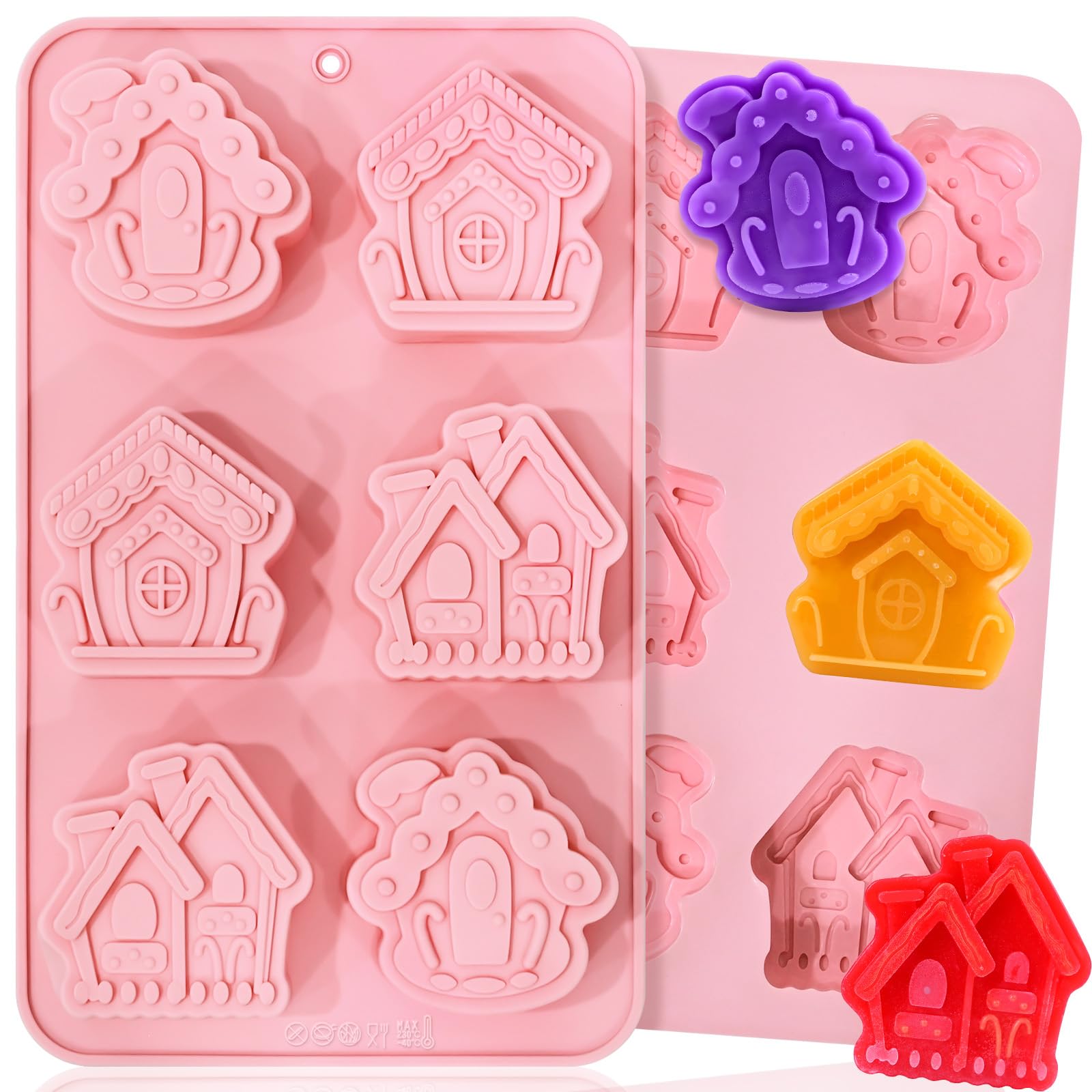 Christmas House Soap Molds, 2 Pack Gingerbread House Silicone Mold