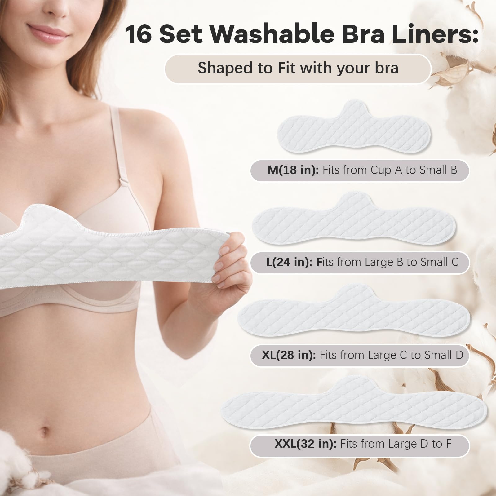 Boyiee 16 Pezzi Cuscinetti Antisudore per Reggiseno in Cotone Fodera per Reggiseno Pad Assorbi Sudore Sottoseno per Donna