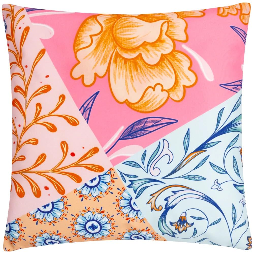 furn. Melhoun Abstract Floral Cushion Cover, Multicolour, Square
