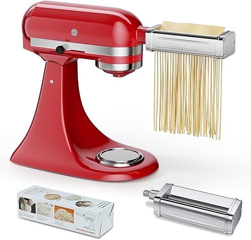 Miniatura 12 de Juego de accesorios para hacer pasta para todos los mezcladores de pie KitchenAid, incluyendo rodillo de hojas de pasta, cortador de espaguetis,