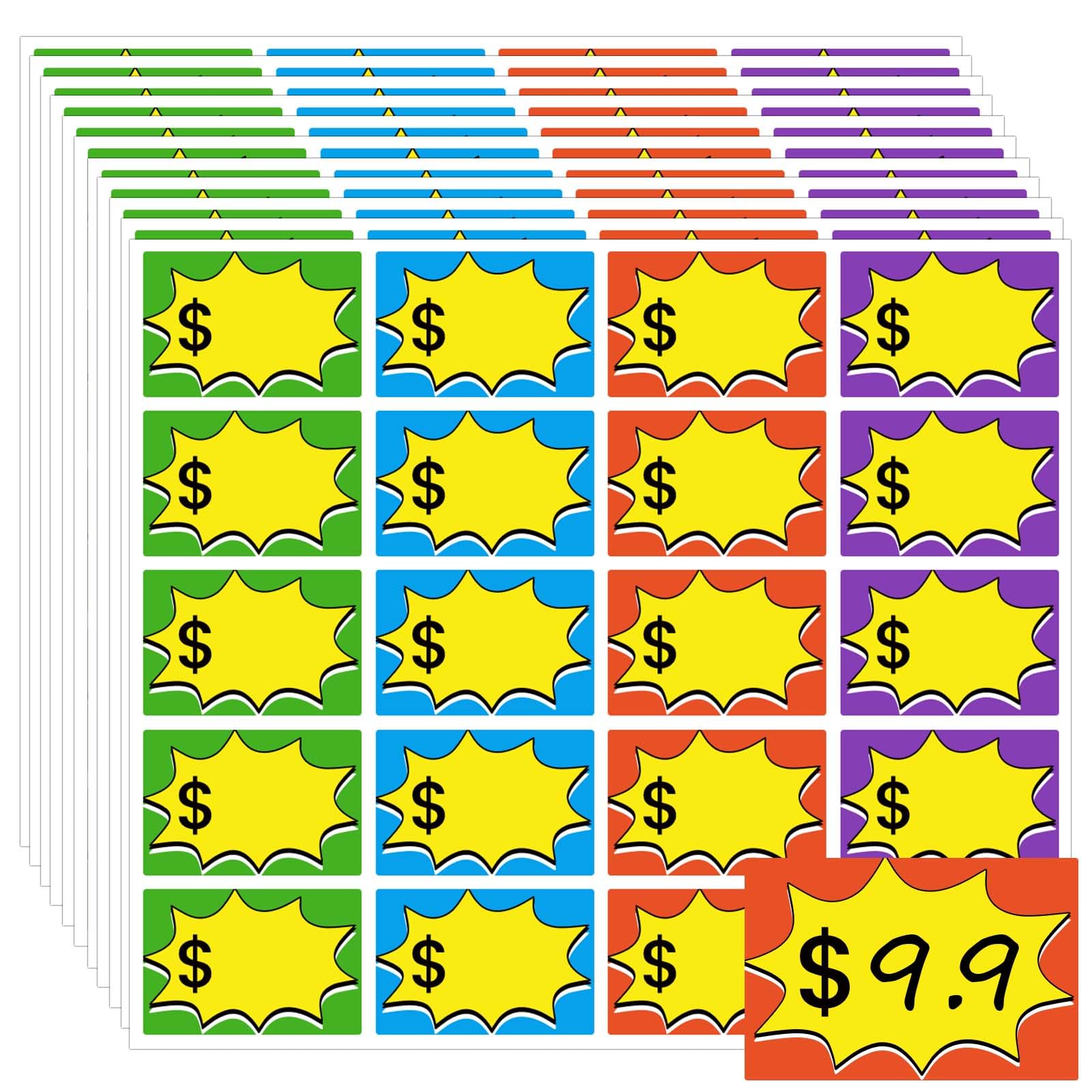 600 Pcs Garage Sale Price Stickers, 2.25" x 1.5" Removable Adhesive Yard Sale Price Tag Stickers, Rummage Sale Price Labels for Retail, Flea Market, Retail, Bake &amp; Community Sales