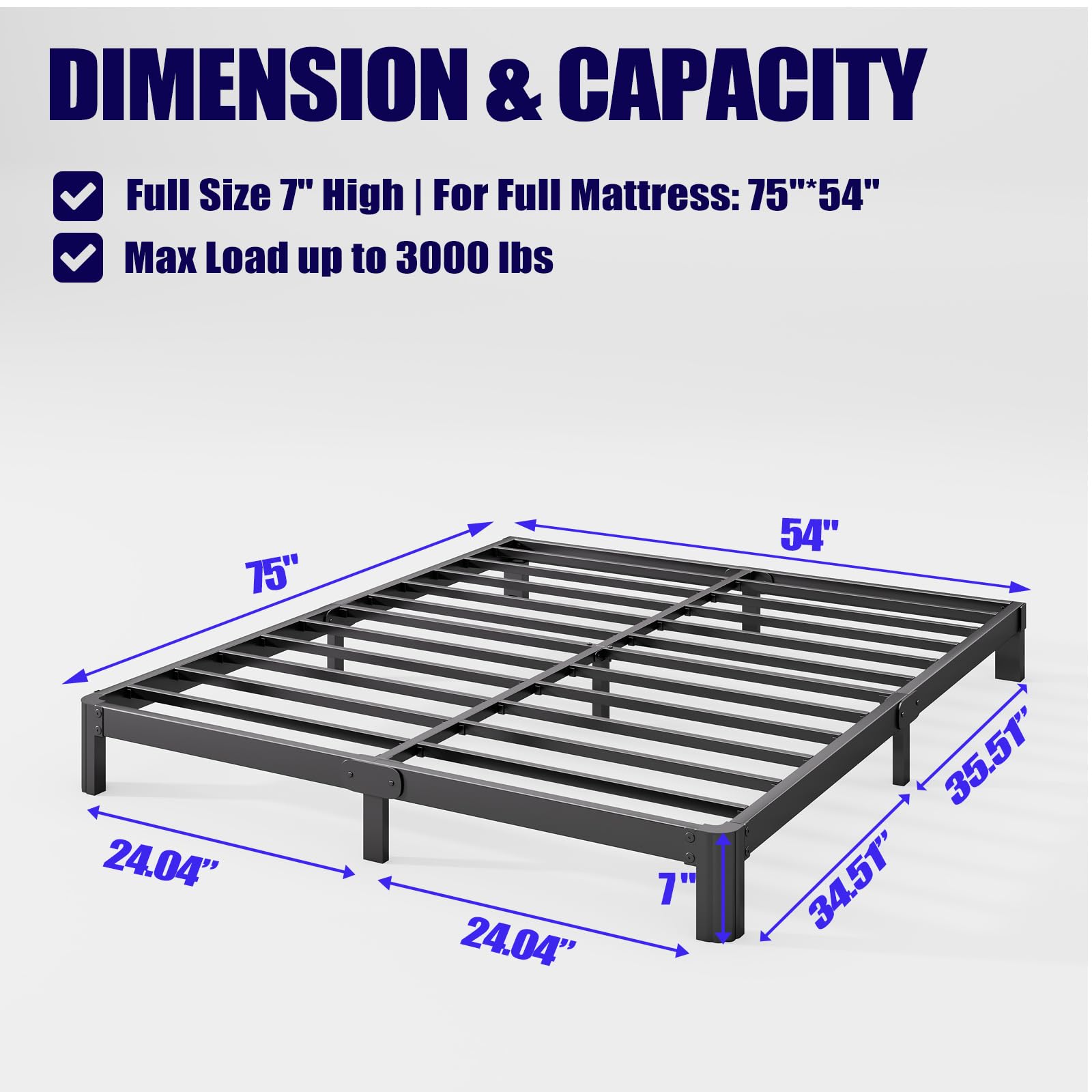 Amazon.com: Hunlostten 7in High Full Size Bed Frame No Box