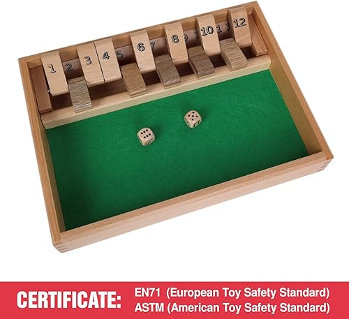 Miniatura 4 de GOTHINK Juego de dados Shut The Box  Juego de mesa tradicional de madera para niños y adultos  12 pulgadas con 2 dados  perfecto para la familia,